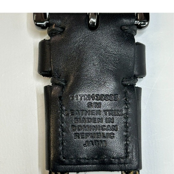 TOMMY BAHAMA Two Tone Stretchy Woven Belt Leather Trim Beige Black Sz S/M 30-36" - Picture 5 of 5